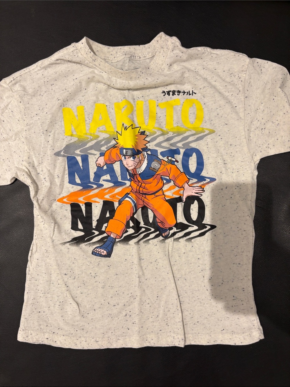 Naruto Graphic Tee for Kids - Gray Speckled with Orange Print